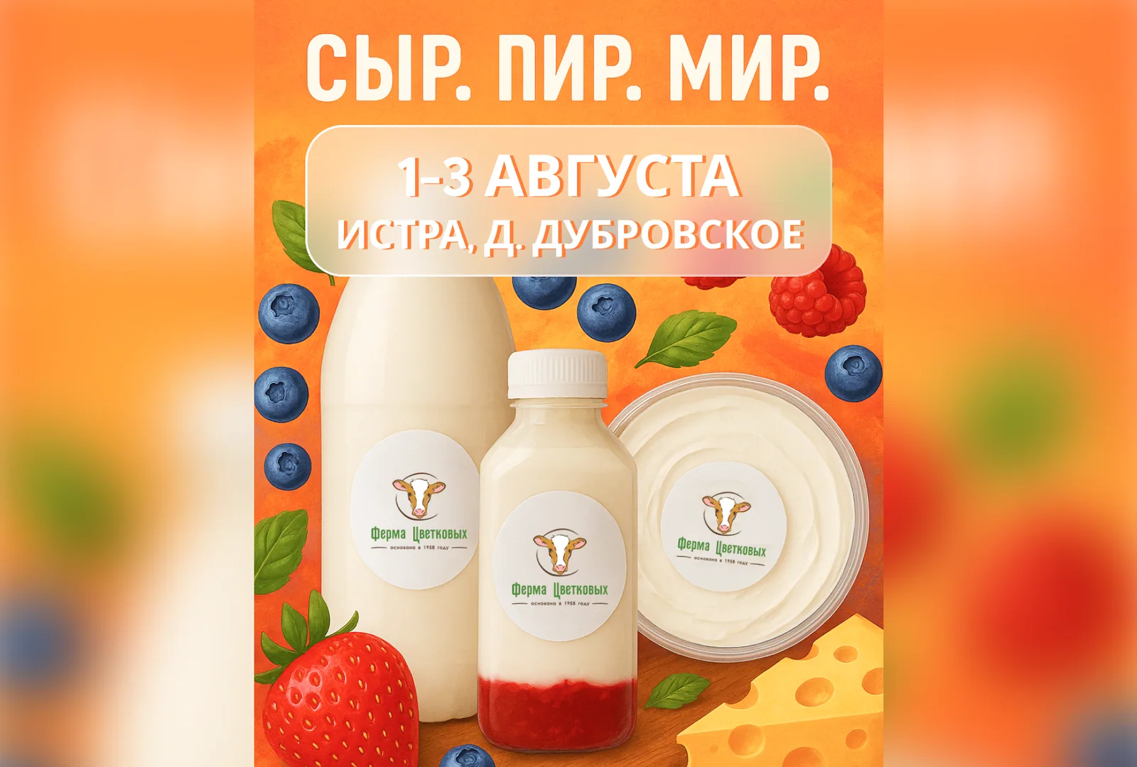 Юбилейный Сырный фестиваль «СЫР.ПИР.МИР 2025» снова в Подмосковье!